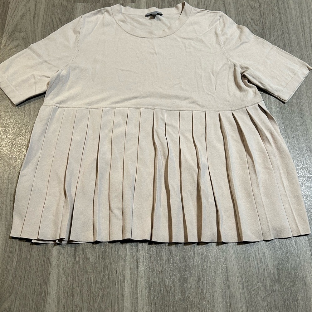COS Beige Pleated Short Sleeve Blouse